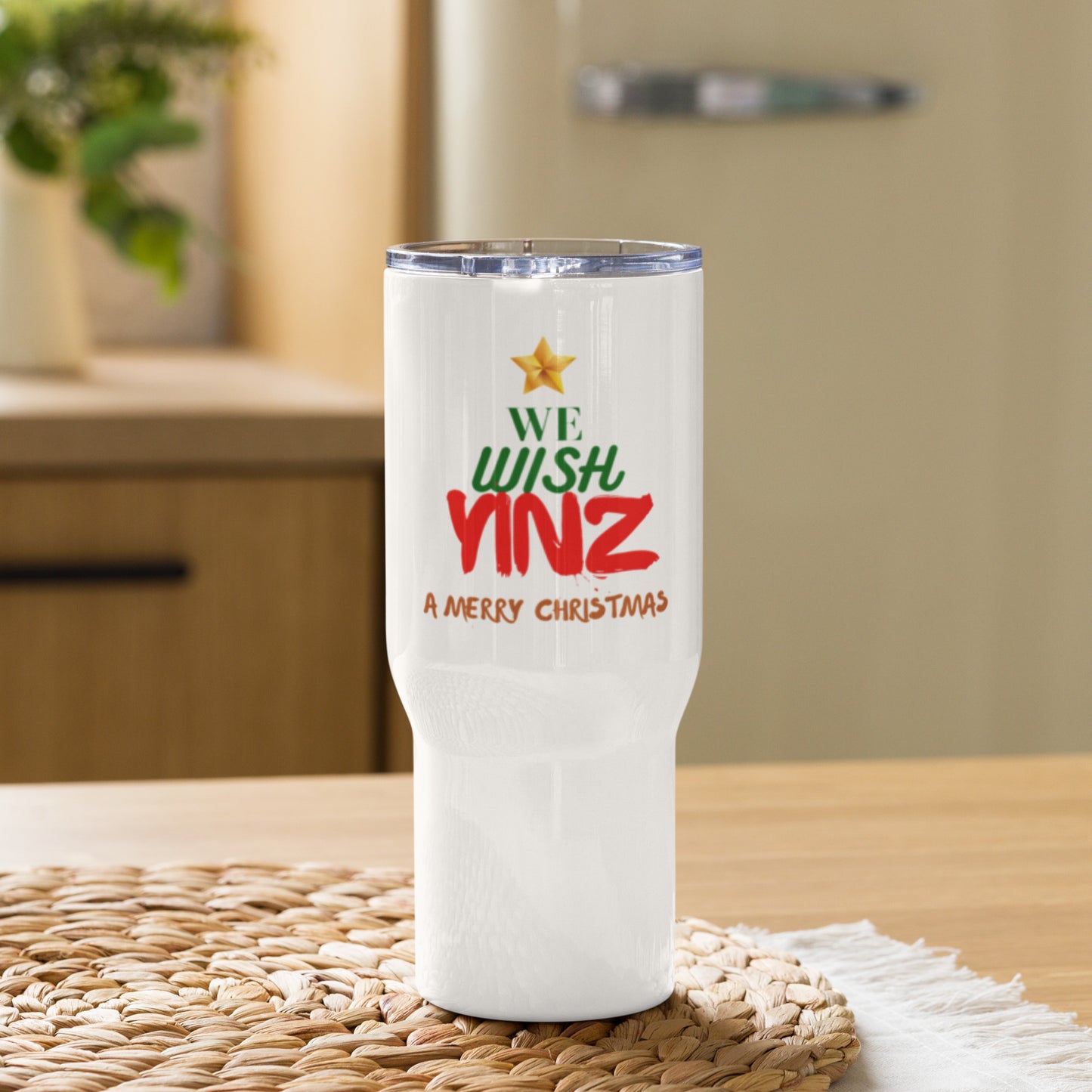 We Wish Yinz a Merry Christmas Travel mug with a handle