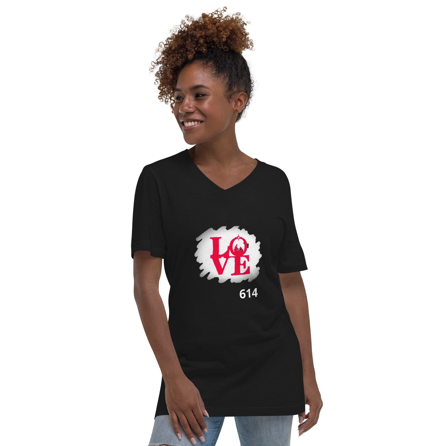 Christmas Love Nativity Ohio 614 Unisex Short Sleeve V-Neck T-Shirt