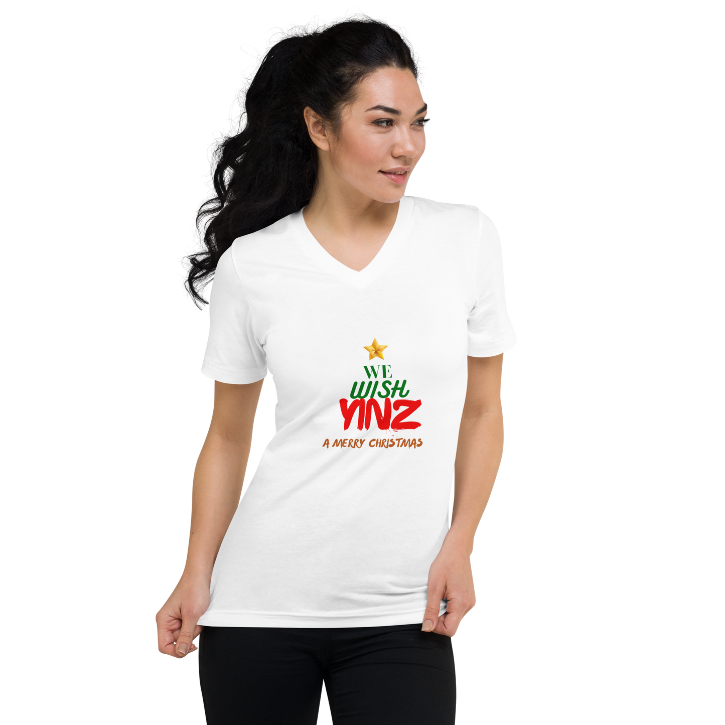 We Wish Yinz a Merry Christmas Unisex Short Sleeve V-Neck T-Shirt